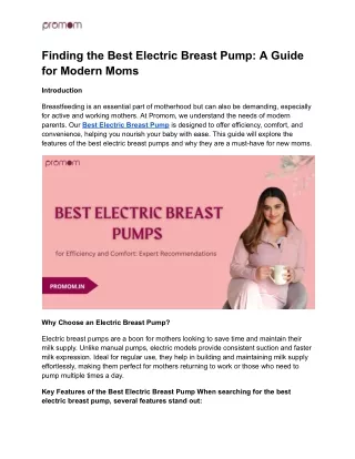 Finding the Best Electric Breast Pump_ A Guide for Modern Moms