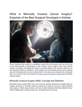 Expertise of the Best Surgical Oncologist in Kolkata