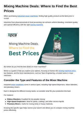 Mixing Machine Deals Where to Find the Best Prices