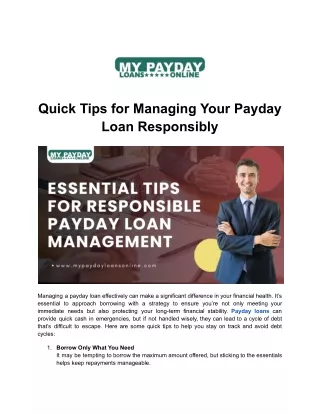 Mastering Your Payday Loan: Tips for Responsible Management