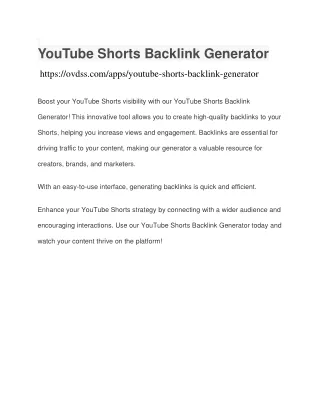 YouTube Shorts Backlink Generator