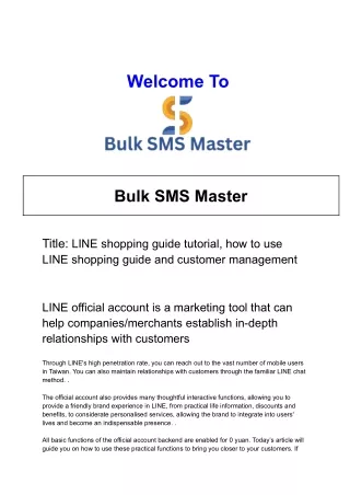 LINE shopping guide tutorial, how to use LINE shopping guide and customer management