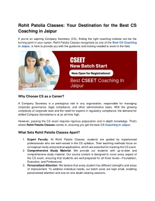 CS Coaching in Jaipur