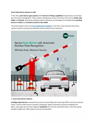 Smart Gate Barrier Systems with IoT Capabilities in UAE