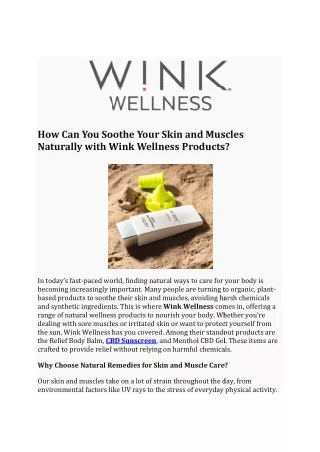 How Can You Soothe Your Skin and Muscles Naturally with Wink Wellness Products?