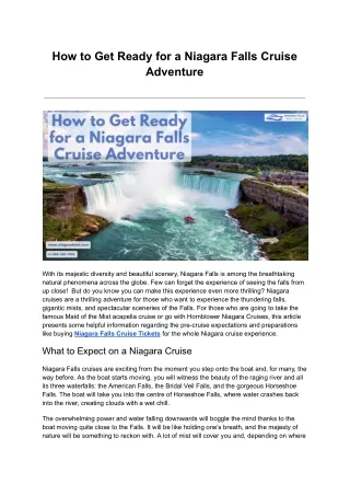 How to Get Ready for a Niagara Falls Cruise Adventure