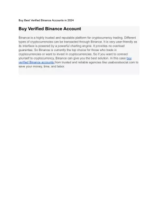 Buy Verified Binance Accounts 100% Best KYC Verified