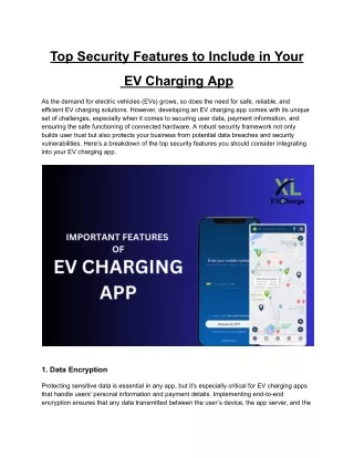 Top Security Features to Include in Your EV Charging App