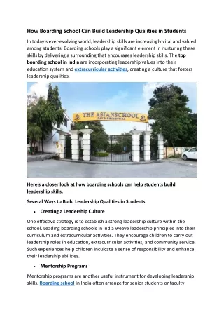 How Boarding School Can Build Leadership Qualities in Students