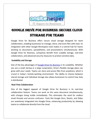 Google Drive for Business Secure Cloud Storage for Teams