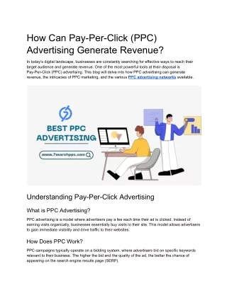 How Can Pay-Per-Click (PPC) Advertising Generate Revenue?