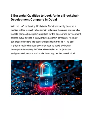 5 Essential Qualities to Look for in a Blockchain Development Company in Dubai