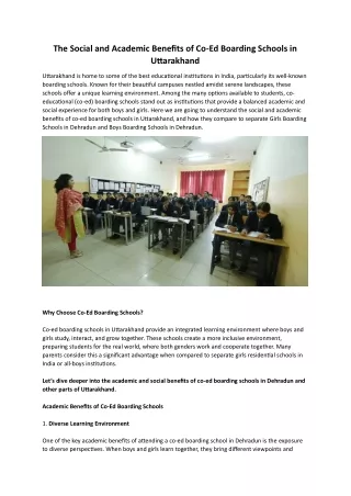 The Social and Academic Benefits of Co-Ed Boarding Schools in Uttarakhand