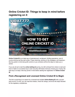 Online Cricket ID_ Things to keep in mind before registering on it