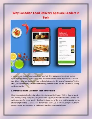 Why Canadian Food Delivery Apps are Leaders in Tech