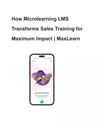 How Microlearning LMS Transforms Sales Training for Maximum Impact _ MaxLearn