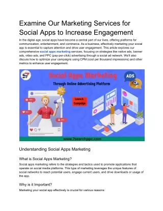 Examine Our Marketing Services for Social Apps to Increase Engagement