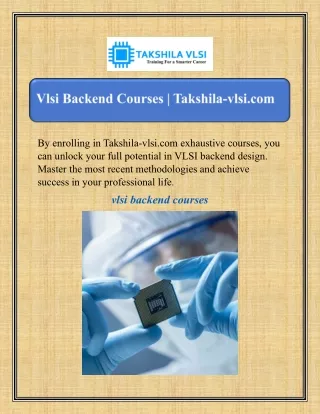Vlsi Backend Courses | Takshila-vlsi.com