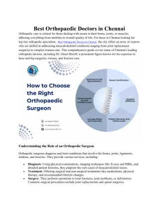 Best Orthopaedic Doctors in Chennai