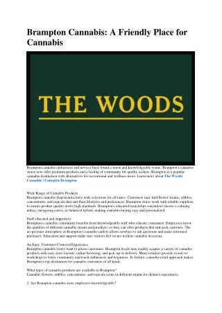 The Woods Cannabis | Cannabis Brampton