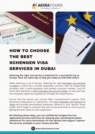 How to Choose the Best Schengen Visa Services in Dubai for Your Needs