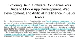Exploring Saudi Software Companies Your Guide to Mobile App Development, Web Development, and Artificial Intelligence in