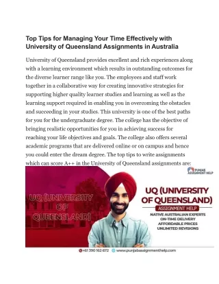 Top Tips for Managing Your Time Effectively with University of Queensland Assignments in Australia