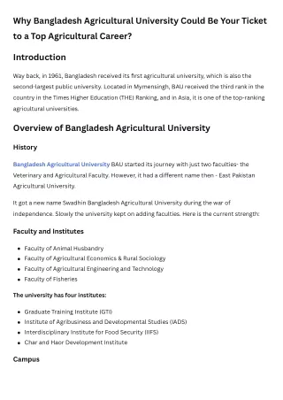 Why Bangladesh Agricultural University Could Be Your Ticket to a Top Agricultural Career