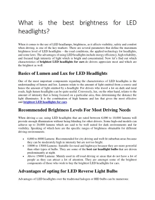 What is the best brightness for LED headlights?