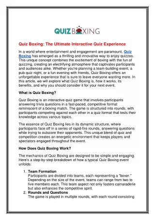 Quiz Boxing The Ultimate Interactive Quiz Experience