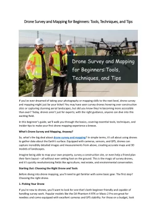 Drone Survey and Mapping for Beginners