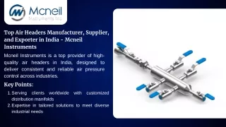 Top Air Headers Manufacturer, Supplier & Exporter in India - Mcneil Instruments