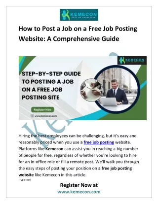 How to Post a Job on a Free Job Posting Website: A Comprehensive Guide