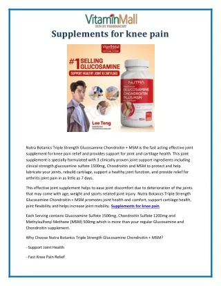 Supplements for knee pain