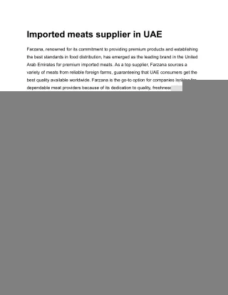 Imported meats supplier in UAE