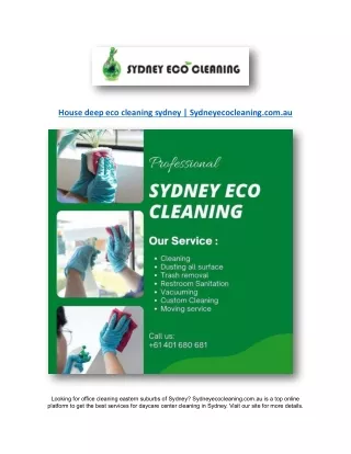 residential eco cleaning services sydney | Sydneyecocleaning.com.au