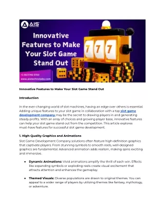 Innovative Features to Make Your Slot Game Stand Out
