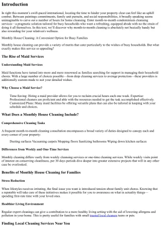 Monthly House Cleaning: A Convenient Option for Busy Families.