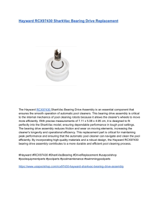 Hayward RCX97430 SharkVac Bearing Drive Replacement