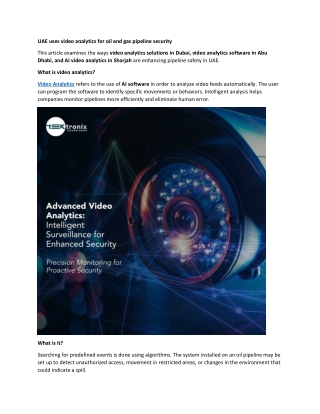 Video Analytics for Oil and Gas Pipeline Security in UAE