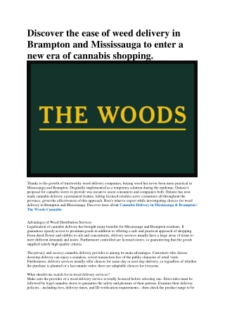 Weed Delivery Mississauga | The Woods Cannabis
