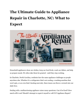 The Ultimate Guide to Appliance Repair in Charlotte, NC_ What to Expect
