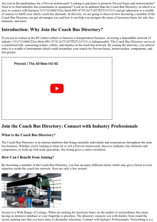 Join the Coach Bus Directory: Connect with Industry Professionals