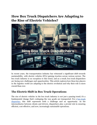 How Box Truck Dispatchers Are Adapting to the Rise of Electric Vehicles?