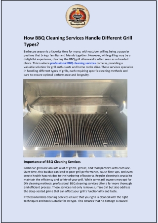 How BBQ Cleaning Services Handle Different Grill Types?