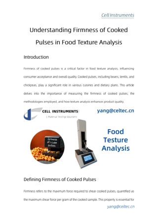Understanding Firmness of Cooked Pulses in Food Texture Analysis