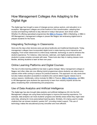 How Management Colleges Are Adapting to the Digital Age