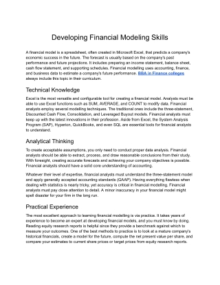 Developing Financial Modeling Skills