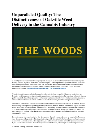 Oakville Dispensary | The Woods Dispensary