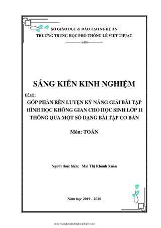 Rèn luyện kỹ năng giải bài tập Hình học không gian cho học sinh Lớp 11